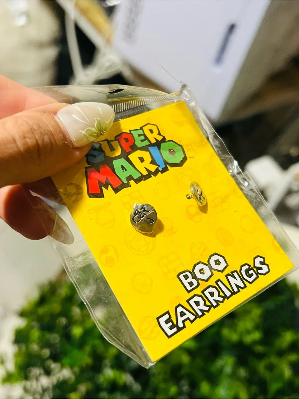 Nintendo Silver Boo Ghost Stud Earrings